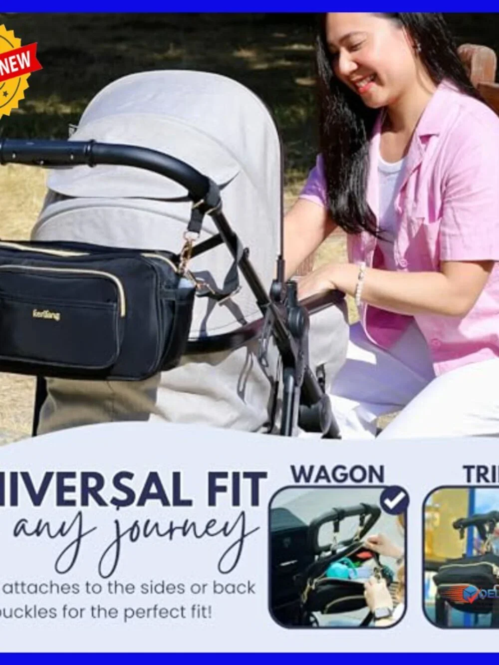 Universal Stroller Organizer with Cup Holder, Waterproof Diaper Bag, Travel